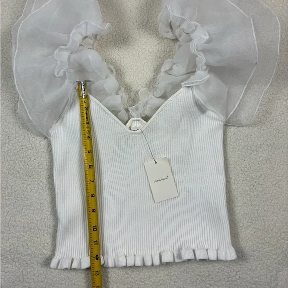 Idem Ditto White Grand Gesture Organza Crop Top Ribbed Women’s Sz Large New - Picture 6 of 7